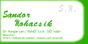 sandor mohacsik business card